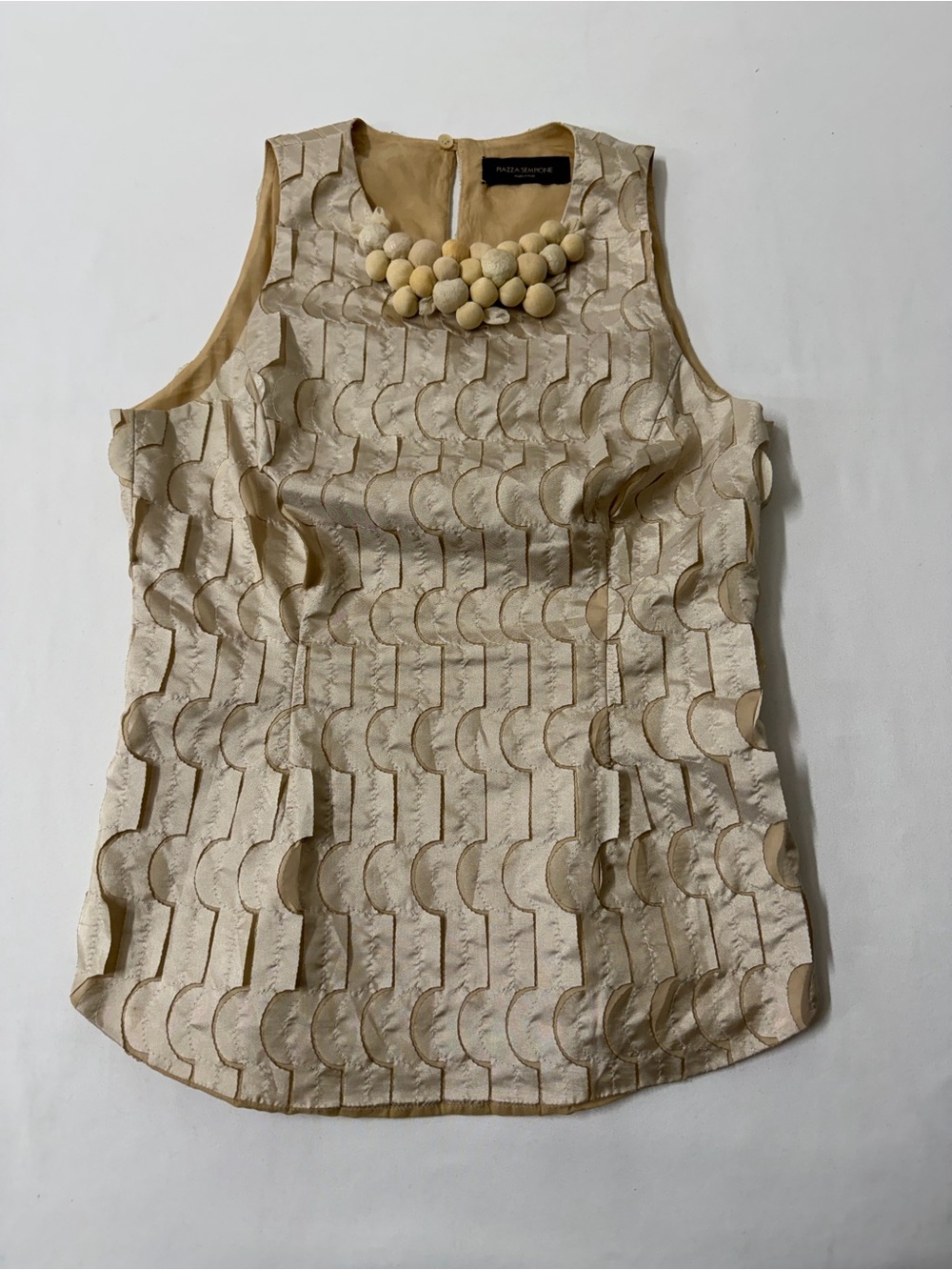 Piazza Sempione Made in Italy Champagne Textured Sleeveless Top Size S